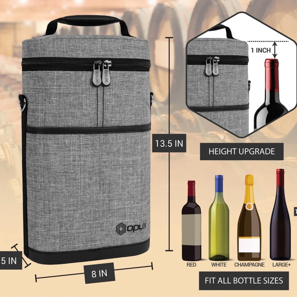 Gray Wine Carrier Bag - Picture 2 of 4